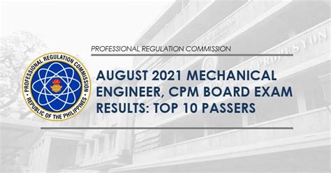 ccme result|RESULTS: August 2021 Mechanical Engineer ME, CPM board.